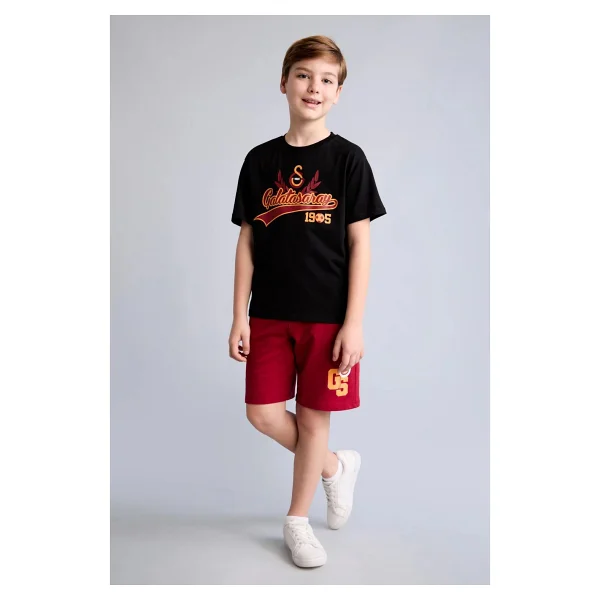 DeFacto Galatasaray Oversize Baskılı Siyah Şort Erkek Çocuk H8001A826HS - 9 - 10 Yaş - Kırmızı-RD119 - Görsel 3