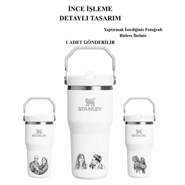 Stanley The Iceflow Flip Straw Eflatun 0.60 lt Pipetli Termos Bardak - Görsel 7