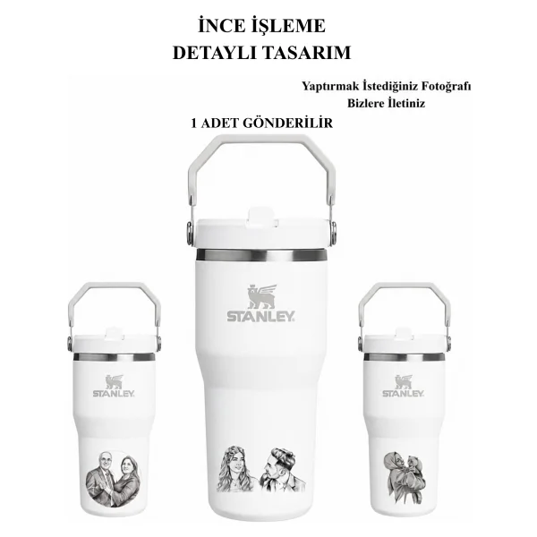 Stanley The Iceflow Flip Straw Kiraz Çiçeği 0.60 lt Pipetli Termos Bardak - Görsel 4