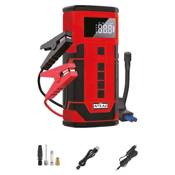Attlas AJS 12 4'ü 1 Arada Akü Takviye Cihazı 12V 6A 120 PSI Lastik Şişirme Powerbank LED - Görsel 9