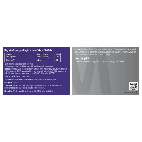 Natuwell Magneline Magnezyum Bisglisinat 60 Tablet - Görsel 5