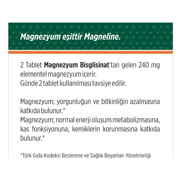 Natuwell Magneline Magnezyum Bisglisinat 60 Tablet - Görsel 3