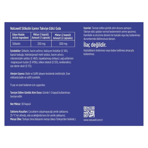 Natuwell Sitikolin 30 Kapsül - Görsel 4