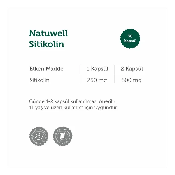 Natuwell Sitikolin 30 Kapsül - Görsel 5