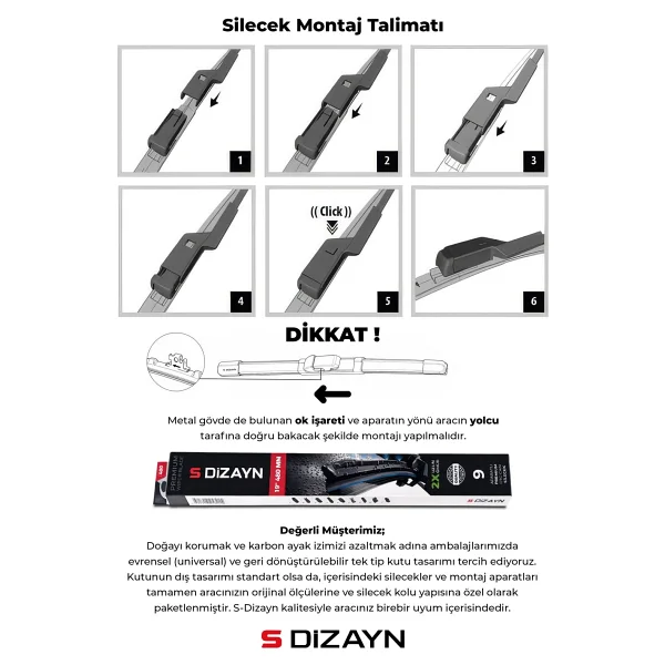 S-Dizayn Toyota C-Hr Ön Cam Silecek Seti 2016-2023 Premium Araca Özel 65-40 Cm A+ Kalite - Görsel 7