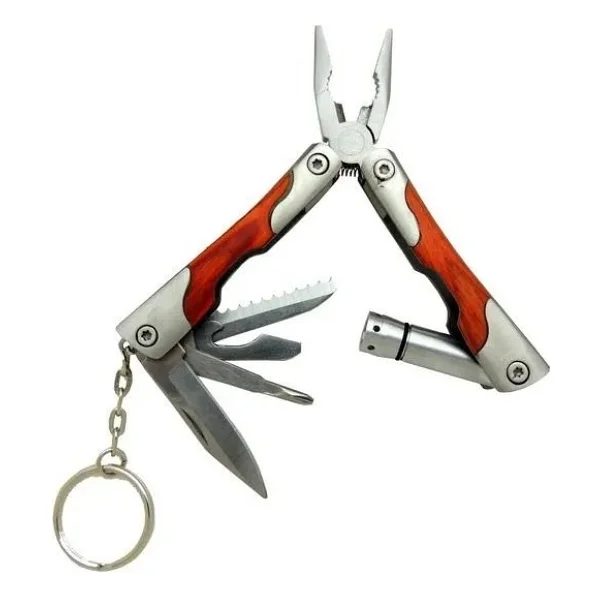 P 1172 Ahşap Mini Çok Amaçlı Pense / Çakı 7cm - Ahşap Metal Sap (Multitool) - Görsel 2
