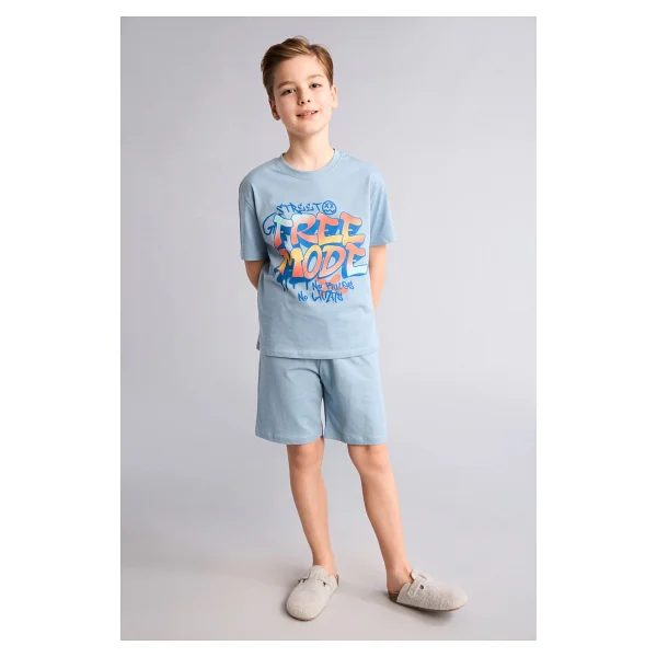 DeFacto %100 Pamuk Baskılı 2'li Pijama Takımı Erkek Bebek G8826A826HS - Mavi - 8 - 9 Yaş - Görsel 8