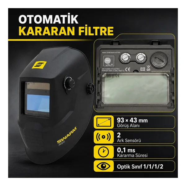 Esab SWARM A20 Otomatik Kararan Kaynak Maskesi - Görsel 2