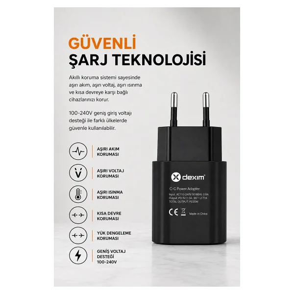 Dexim DCA0057 25 W Hızlı Şarj Adaptörü - Görsel 5