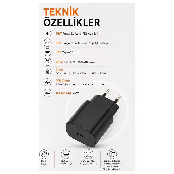 Dexim DCA0057 25 W Hızlı Şarj Adaptörü - Görsel 6