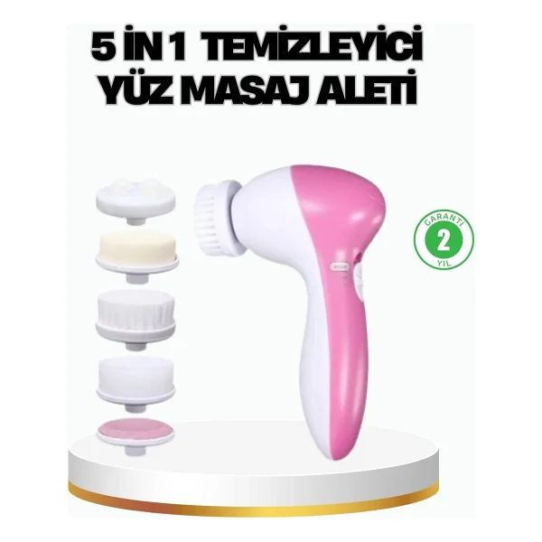 5'i 1 Arada Yüz Temizleme Cihazı - Masaj, Fırça, Peeling ve Krem Uygulama Aparatlı - Görsel 6