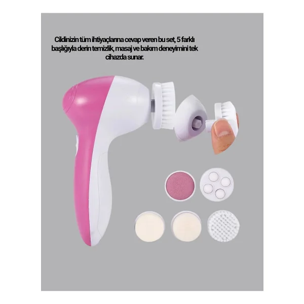 5'i 1 Arada Yüz Temizleme Cihazı - Masaj, Fırça, Peeling ve Krem Uygulama Aparatlı - Görsel 8