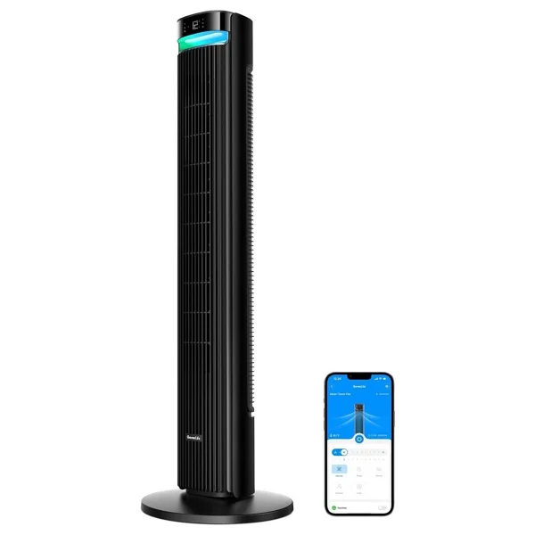 42 Inç Sessiz Akıllı Kule Vantilatör, 12 Hız, Wifi, Alexa, Uzaktan Kumanda - Siyah - Görsel 6