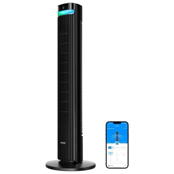 42 Inç Sessiz Akıllı Kule Vantilatör, 12 Hız, Wifi, Alexa, Uzaktan Kumanda - Siyah - Görsel 5