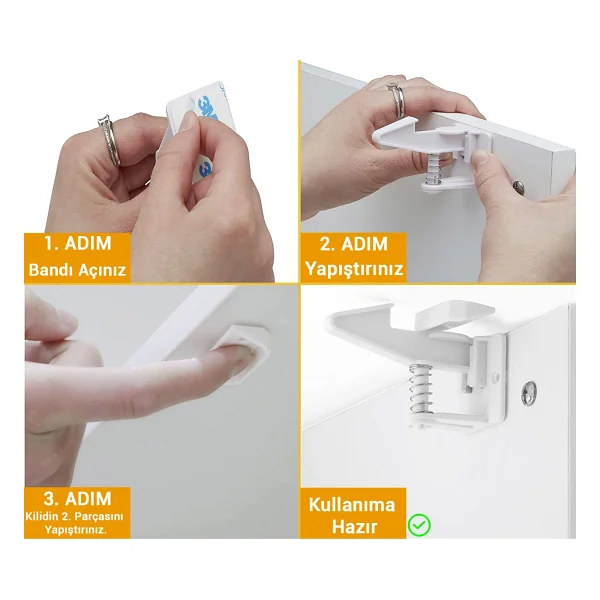 Baby Lock 5 Adet Bebek Çocuk Çekmece Dolap Güvenlik Kilidi Gizli Kilit - Görsel 3