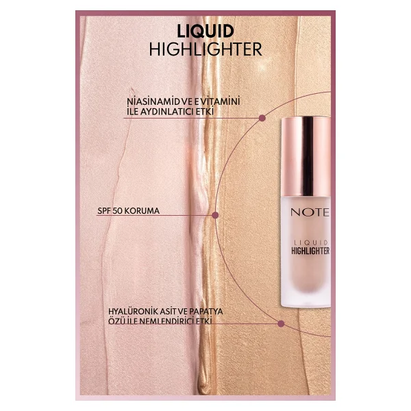 Note Nemlendirici Etkili 110 True Gold Likit Highlighter - Görsel 3