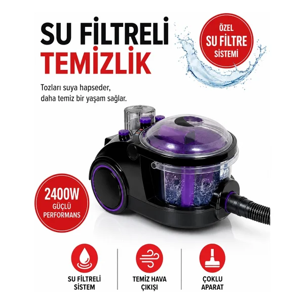 Arnica Bora ET11371 850 W Su Filtreli Süpürge - Görsel 8