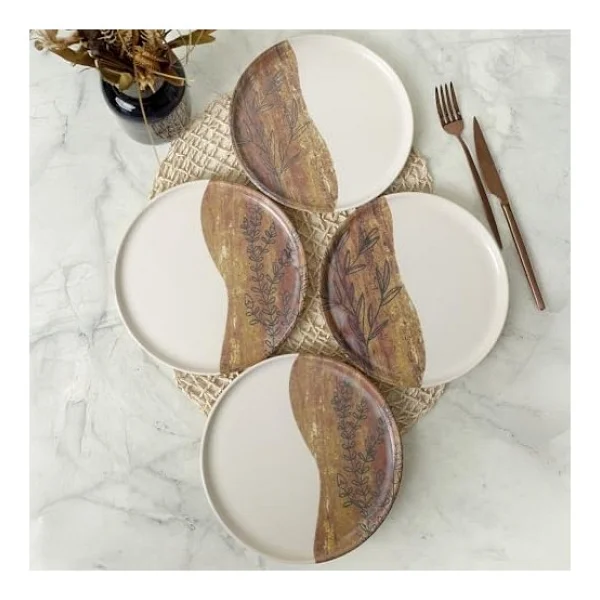 Keramika Terra Leaf Nordic 22 cm 4'lü Pasta Tabağı - Görsel 7