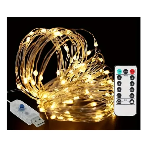 5 Metre SARI 50 LED Işıklar Peri Işıkları 8 MOD RGB Işıkları USB SARI Renkli Işık Peri Dize Işıkları Tel Fonksiyonlu Süsleme İnce Telli Aydınlatmalı Şerit Led Yılbaşı Işık Yılbaşı Süsü - Görsel 2