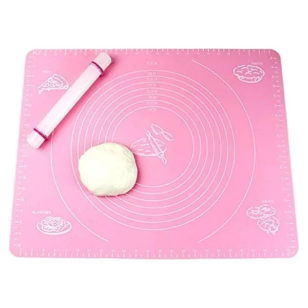 Büyük Boy Silikon Hamur Açma Matı - Pembe - 65X45 Cm - Görsel 2