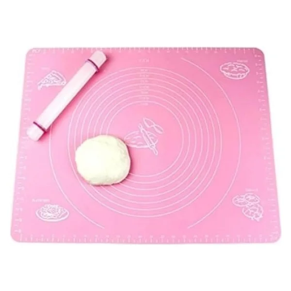 Büyük Boy Silikon Hamur Açma Matı - Pembe - 65X45 Cm - Görsel 3