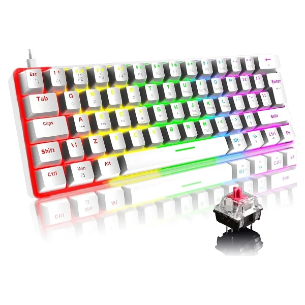 ROBEVE Blic Oyuncu Klavyesi RGB Klavye 20 Modlu Ayarlanabilir Renk Seçeneği RGB Suya Ve Toza Dayanıklı Klavye Oyun Klavyesi Oyuncu Klavye Mekanik Klavye Kırmızı Switch (Beyaz) - Görsel 2
