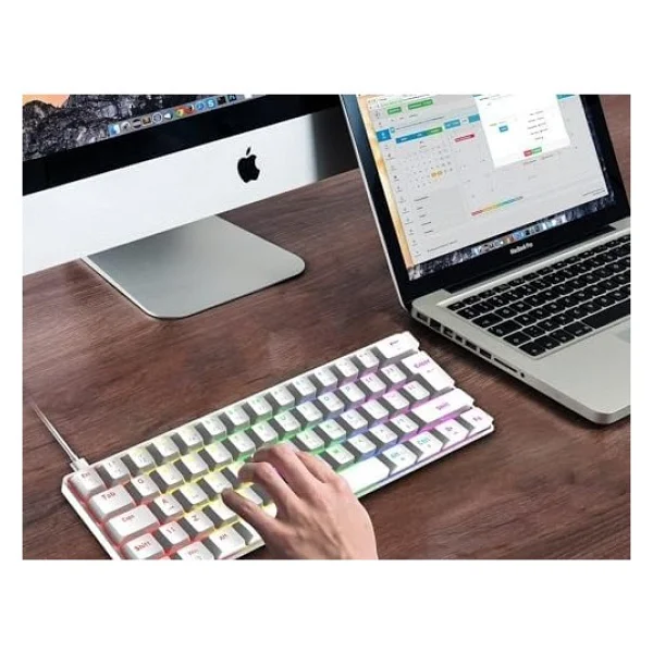 ROBEVE Blic Oyuncu Klavyesi RGB Klavye 20 Modlu Ayarlanabilir Renk Seçeneği RGB Suya Ve Toza Dayanıklı Klavye Oyun Klavyesi Oyuncu Klavye Mekanik Klavye Kırmızı Switch (Beyaz) - Görsel 3