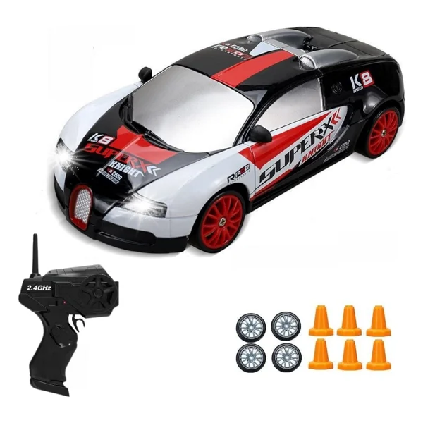 1:24 Ölçek Oyuncak 4x4 Uzaktan Kumandalı 20 KM/H Hız Drift Için Üretilmiş Şarjlı Araba Rc Yarış Arabası Full Fonksiyon Parkur Dubaları Ve Drift Tekerleri 500 Mah Batarya (Siyah Spor) - Görsel 4