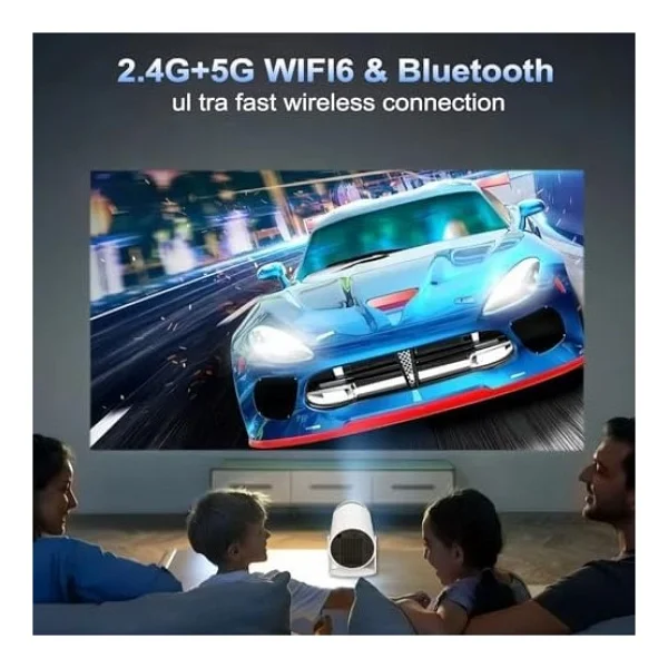 Mini Taşınabilir Projektör 4K 1080P Full HD Android 11 ve Netflix ile uyumlu, WiFi 6, BT 5.0, 180° Dönme, Otomatik Trapez Düzeltmeli Küçük Ev Sineması Projektörü - Görsel 3