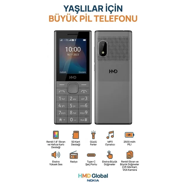Nokia Yaşlıya Kameralı Yüksek Sesli Cep Telefonu - Black Edition - Görsel 7