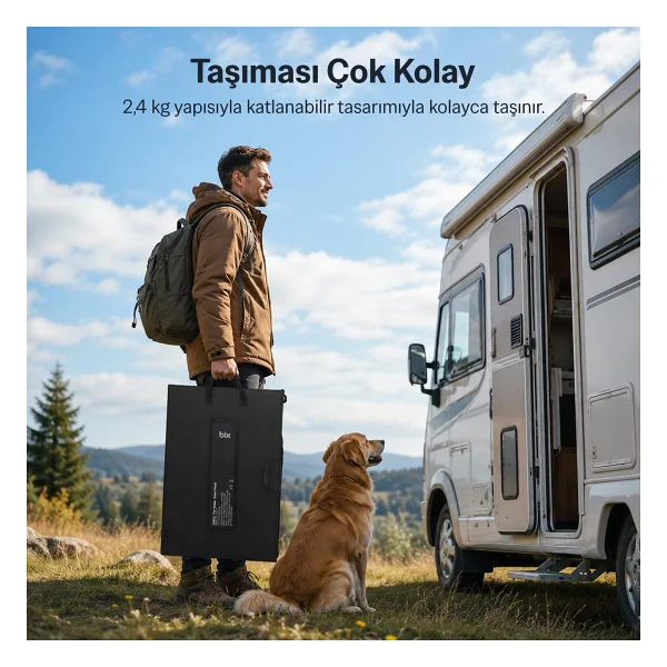Bix 100W Katlanabilir Taşınabilir Solar Şarj Paneli USB-A Type-C DC Çıkışlı Power Station Uyumlu Outdoor Kamp Karavan Güneş Paneli Konnektör Kit Dahil - Görsel 2