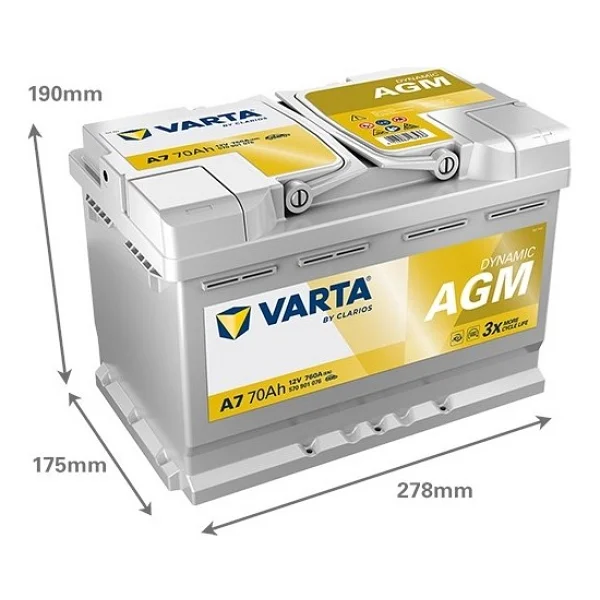 Varta A7 12V 70AH 760A Dynamıc Start Stop Agm Akü (Üretim TARIHI:2026) - Görsel 2