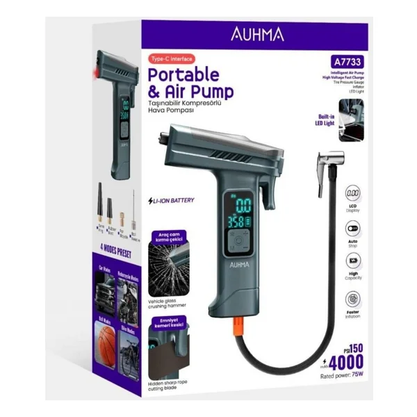 Auhma A7733 150 PSI Dijital Araç Kompresörü - Görsel 2