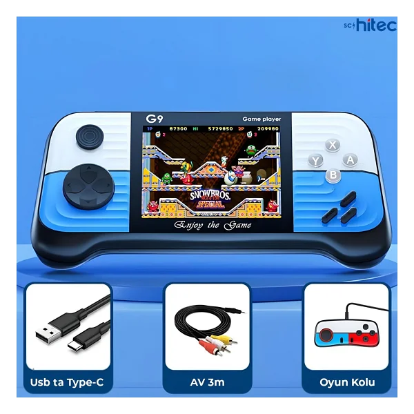 Schitec G9 Retro 3.0 İnc Tv Baglanan 2.Joystickli Oyun Konsolu Mavi (666 Klasik Oyunlar) - Görsel 4