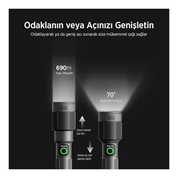 Bix BX5141FL 1450 Lümen LED Şarjlı El Feneri - Görsel 4