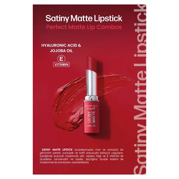 Golden Rose Mood Satiny Matte 07 Berry Rouge Stick Ruj - Görsel 5