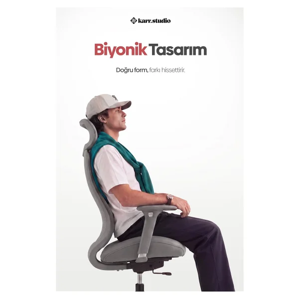 Karr Office Lizbon Ergonomik Gri Çalışma Koltuğu - Görsel 2