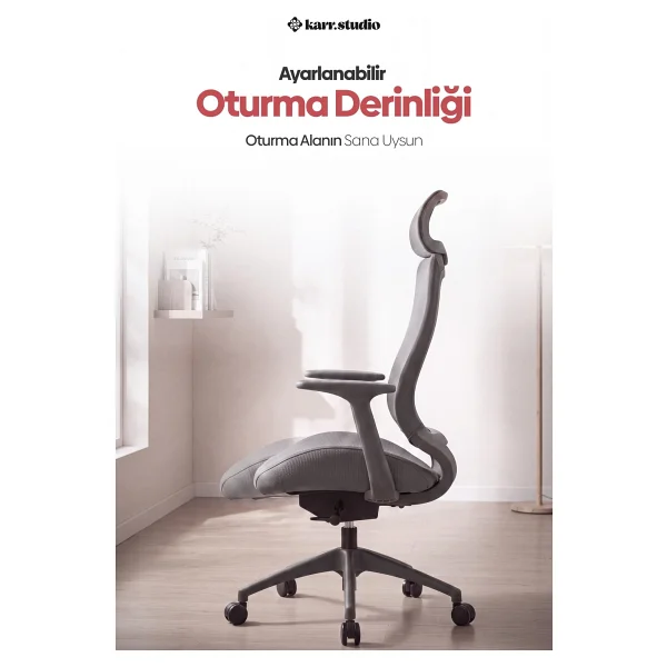 Karr Office Lizbon Ergonomik Gri Çalışma Koltuğu - Görsel 3