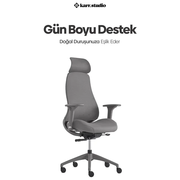 Karr Office Lizbon Ergonomik Gri Çalışma Koltuğu - Görsel 5
