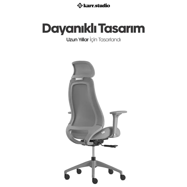 Karr Office Lizbon Ergonomik Gri Çalışma Koltuğu - Görsel 6