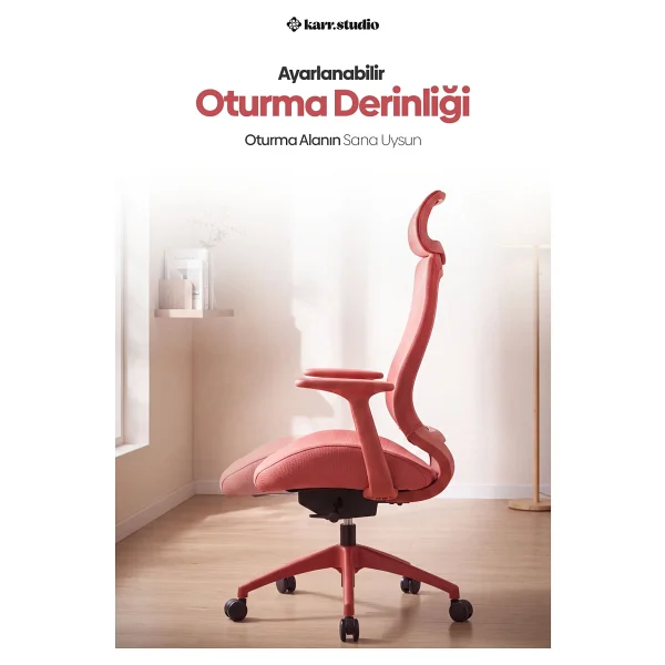Karr Office Lizbon Ergonomik Kırmızı Çalışma Koltuğu - Görsel 3