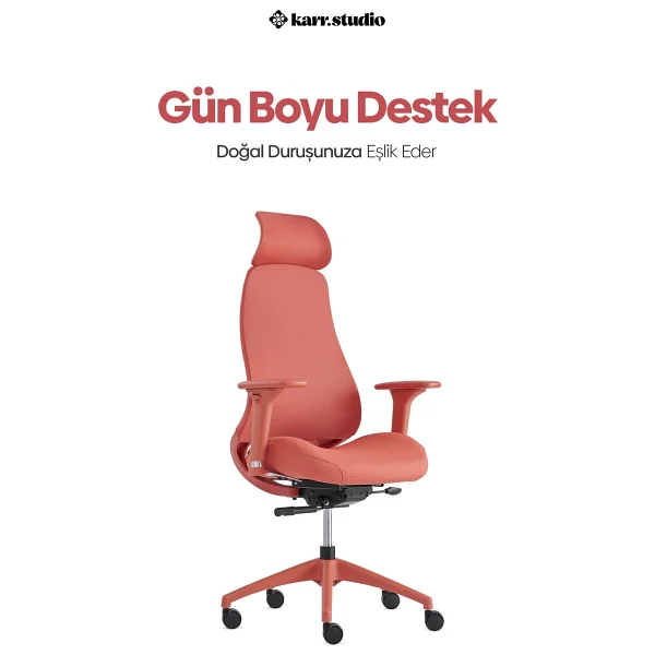 Karr Office Lizbon Ergonomik Kırmızı Çalışma Koltuğu - Görsel 5