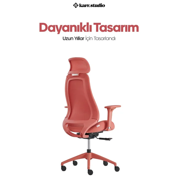 Karr Office Lizbon Ergonomik Kırmızı Çalışma Koltuğu - Görsel 6