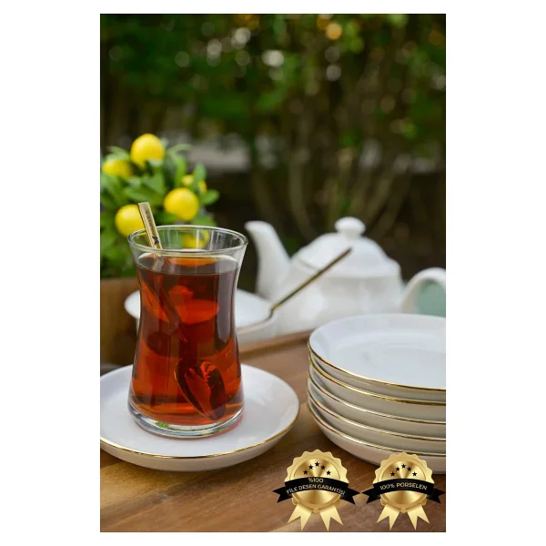Heda Porselen Rüya Altın Yaldızlı 6'lı Porselen Çay Tabağı - Görsel 5