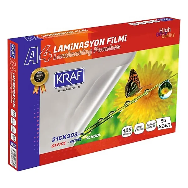 Kraf Laminasyon Filmi Parlak A4 125 Mic. 50 Li 2124-50 - Görsel 2