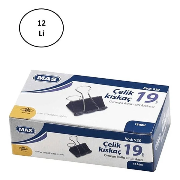 Mas Omega Çelik Kıskaç Siyah 19 mm 12'li - Görsel 2