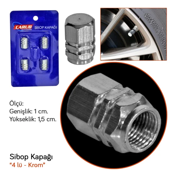 Carub Sibop Kapağı 4Lü Krom - Görsel 2