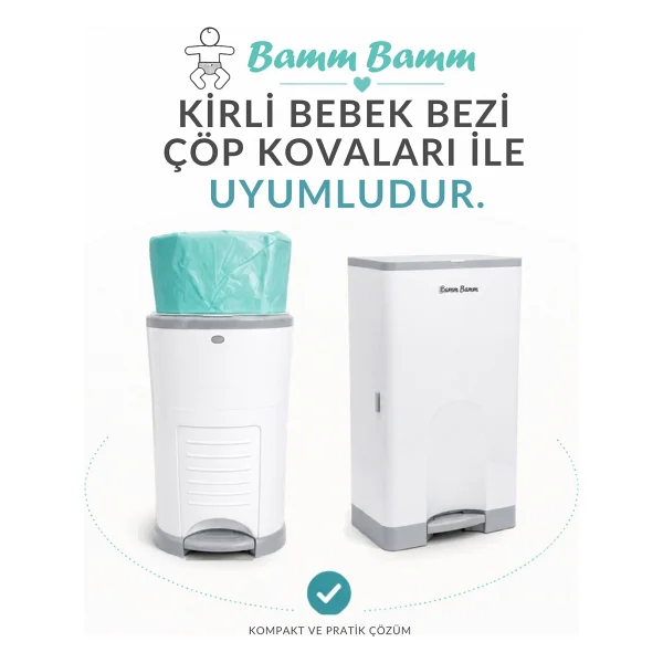 Bamm Bamm 500x3 Adet Kirli Bebek Bezi Kapasiteli Çöp Poşeti - Görsel 7