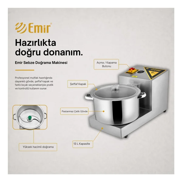 Gold Soğan Doğrama Makinesi Makinası Büyük Boy 13 Lt - Görsel 4