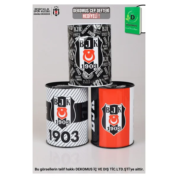 Beşiktaş "Dekomus Cep Defteri Hediyeli" Yeni Sezon Lisanslı "Tekli" Metal Kumbara - Görsel 2